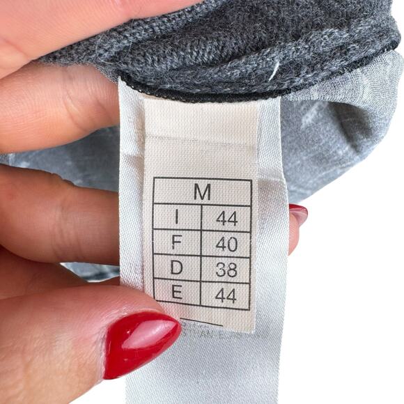 Guido Lombardi Gray Merino Wool Knit Silk Satin Flyaway Back Twofer Sweater - Picture 11 of 12